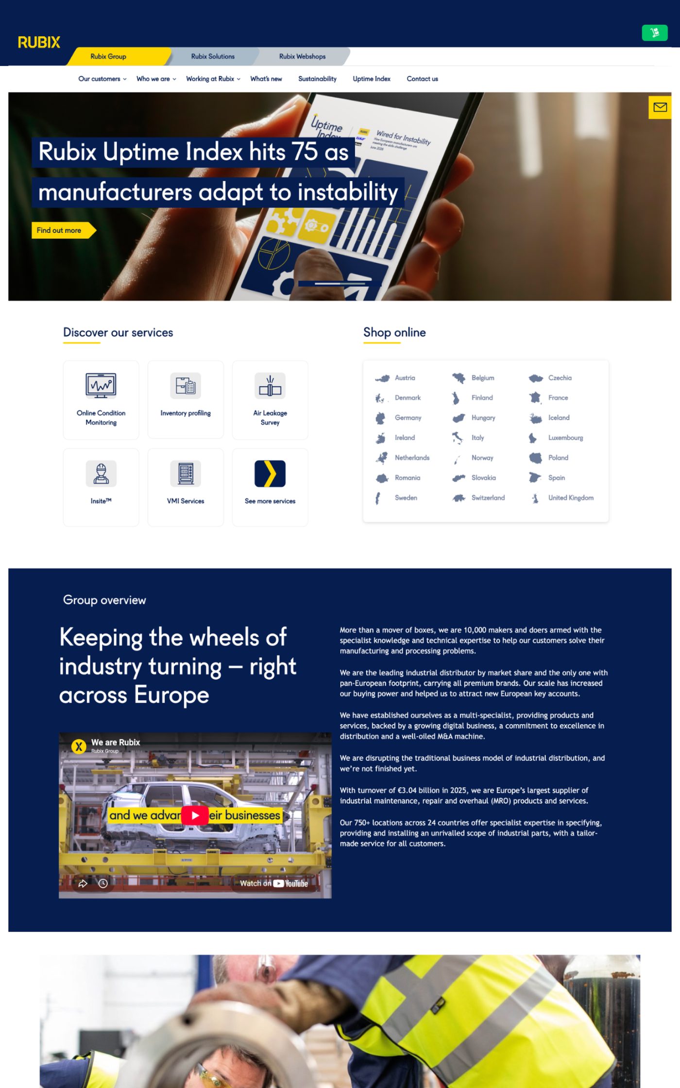 Rubix — webshop homepage