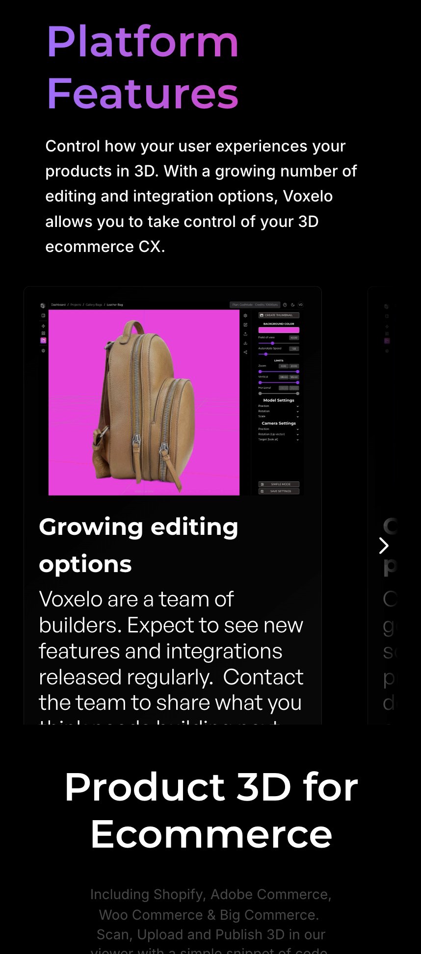 Voxelo — mobile platform features